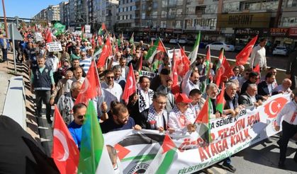 Fuzuli’den Cumhuriyet Meydanı’na uzanan yürüyüşte Gazze mesajı