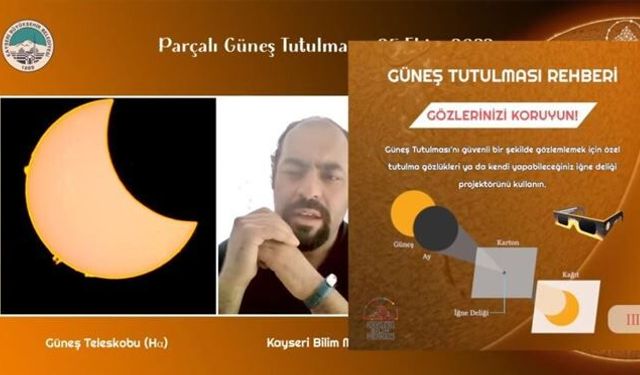 Kayseri Bilim Merkezi "güneş tutulması" heyecanını canlı yayınladı