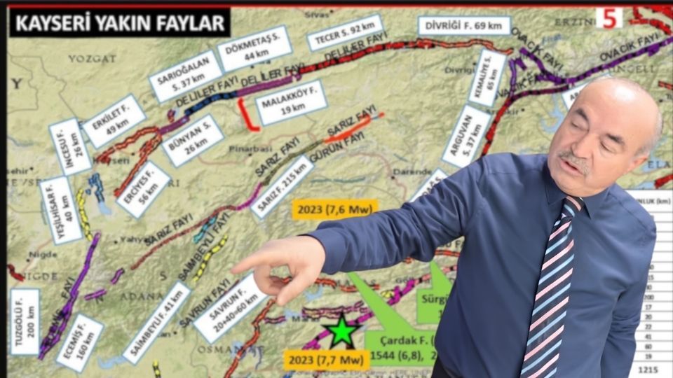 Adnan Evsen paylaştı! Kayseri’deki fay hatları o haritada ortaya çıktı