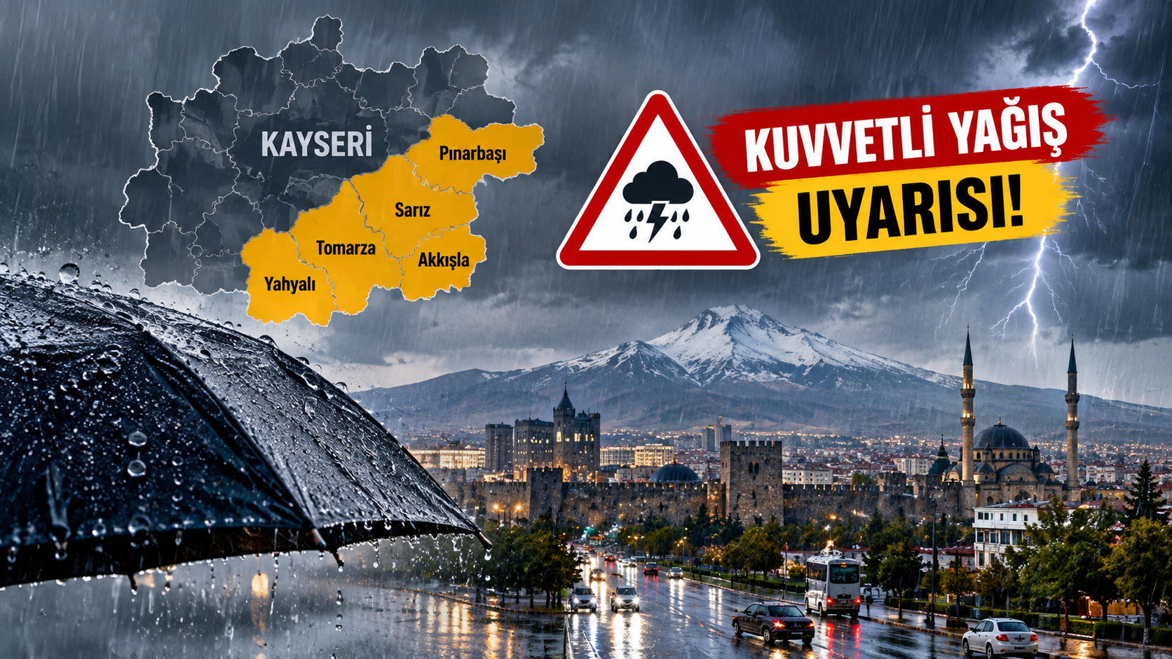 Kayseri için kuvvetli yağış uyarısı! Bu ilçelerde yaşayanlar dikkat